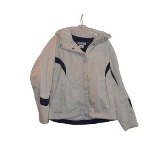COLUMBIA Sportswear Company White Black Hood Water Wind Proof Pockets Women's M